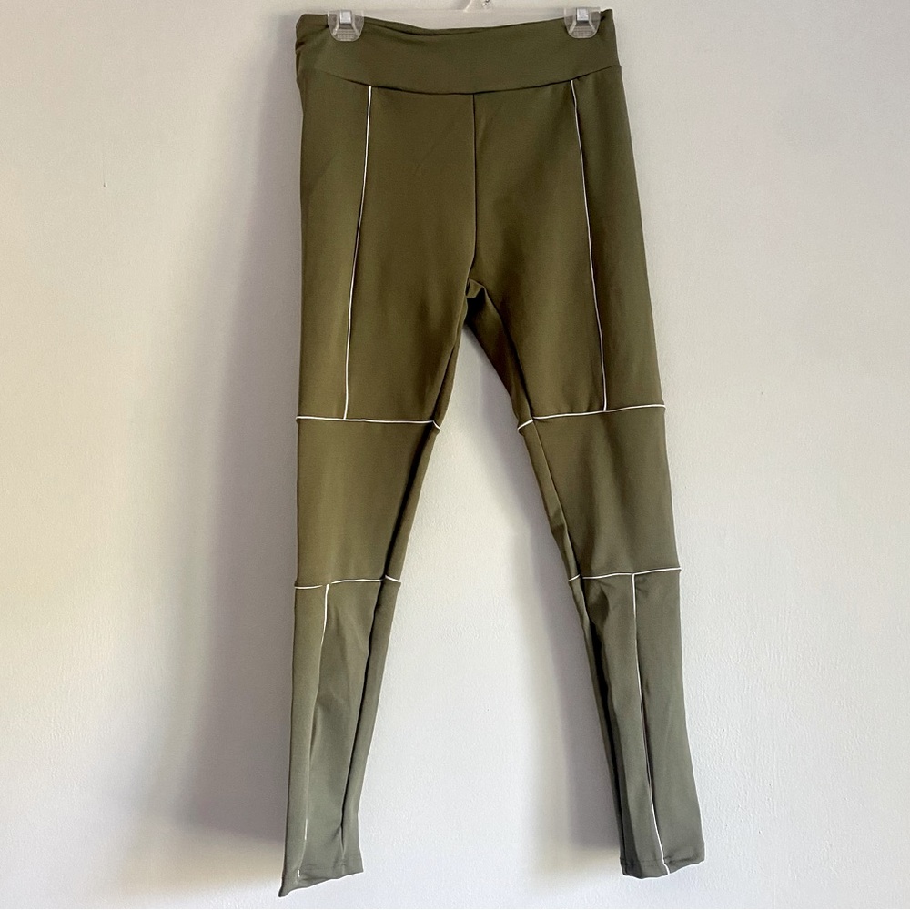 Sage Green White Lining High Rise Leggings